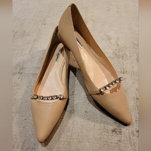 Karl Lagerfeld matte beige flats